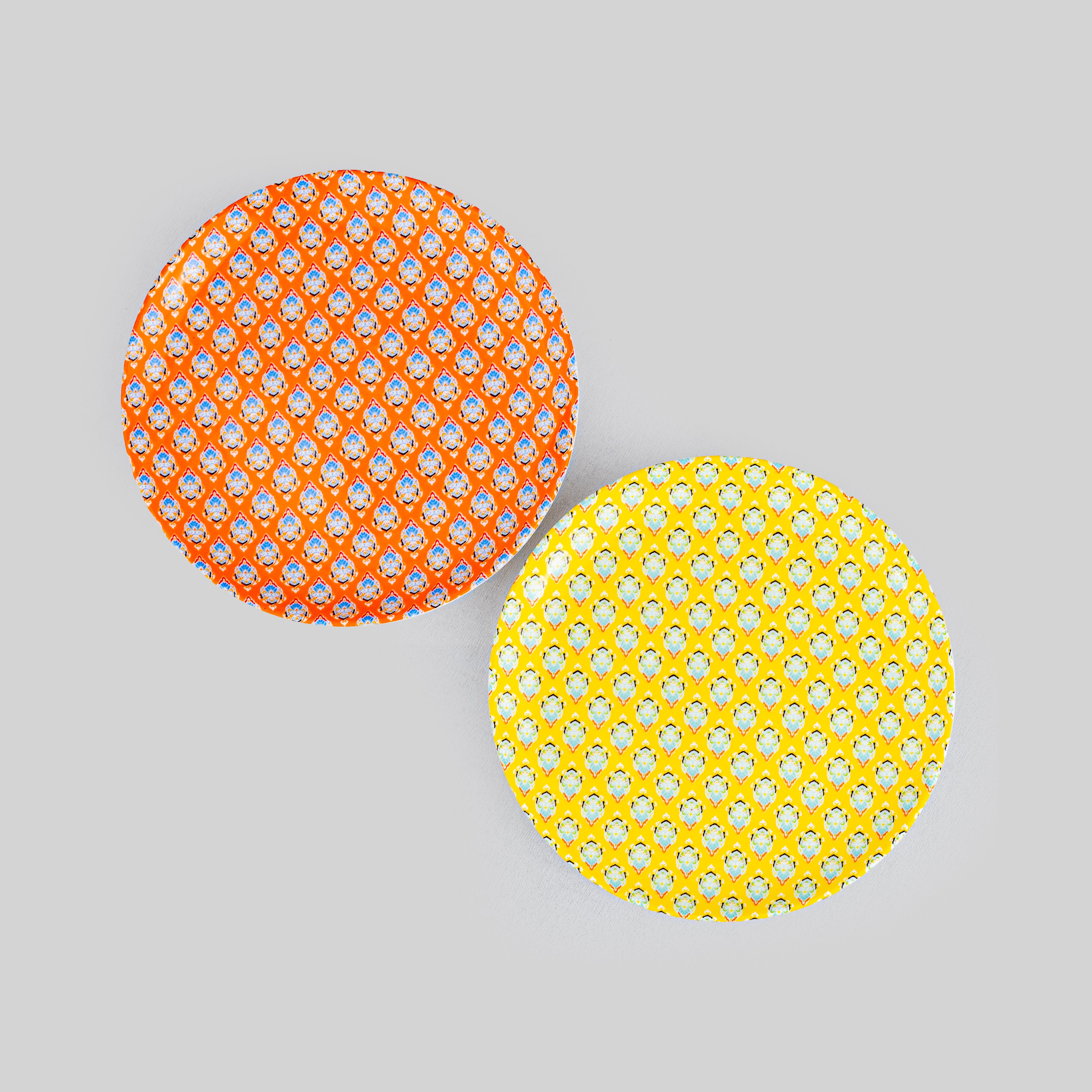 Damask Print Porcelain Dessert Plates — Set of 2