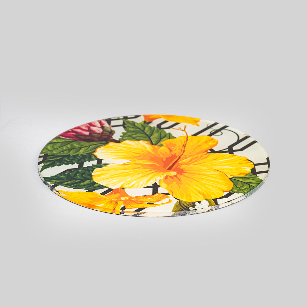 Acrylic Yellow Fleur Print Trivet