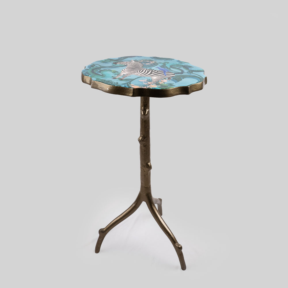 Functional and stylish azure zebra accent table