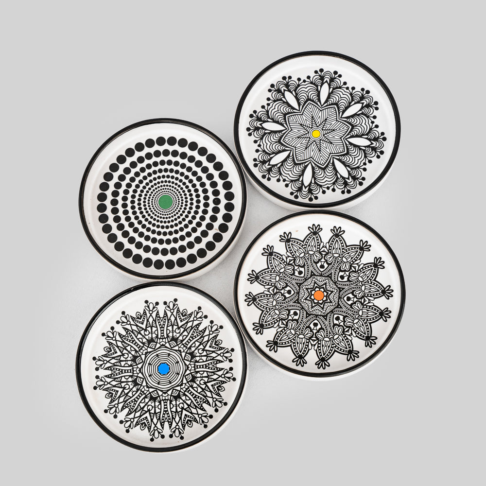 Elegant mandala design ceramic dessert plates dishwasher safe