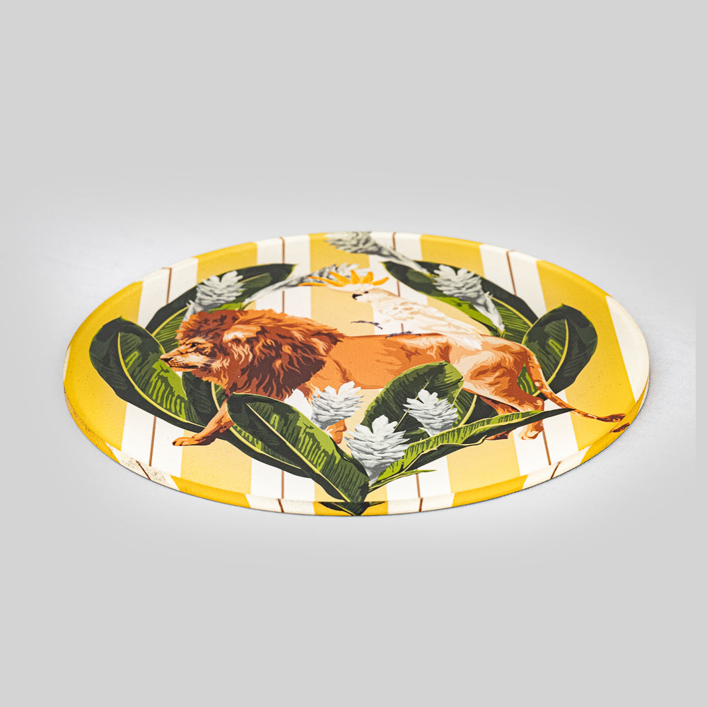 Stylish lion print adding a wild touch to home decor
