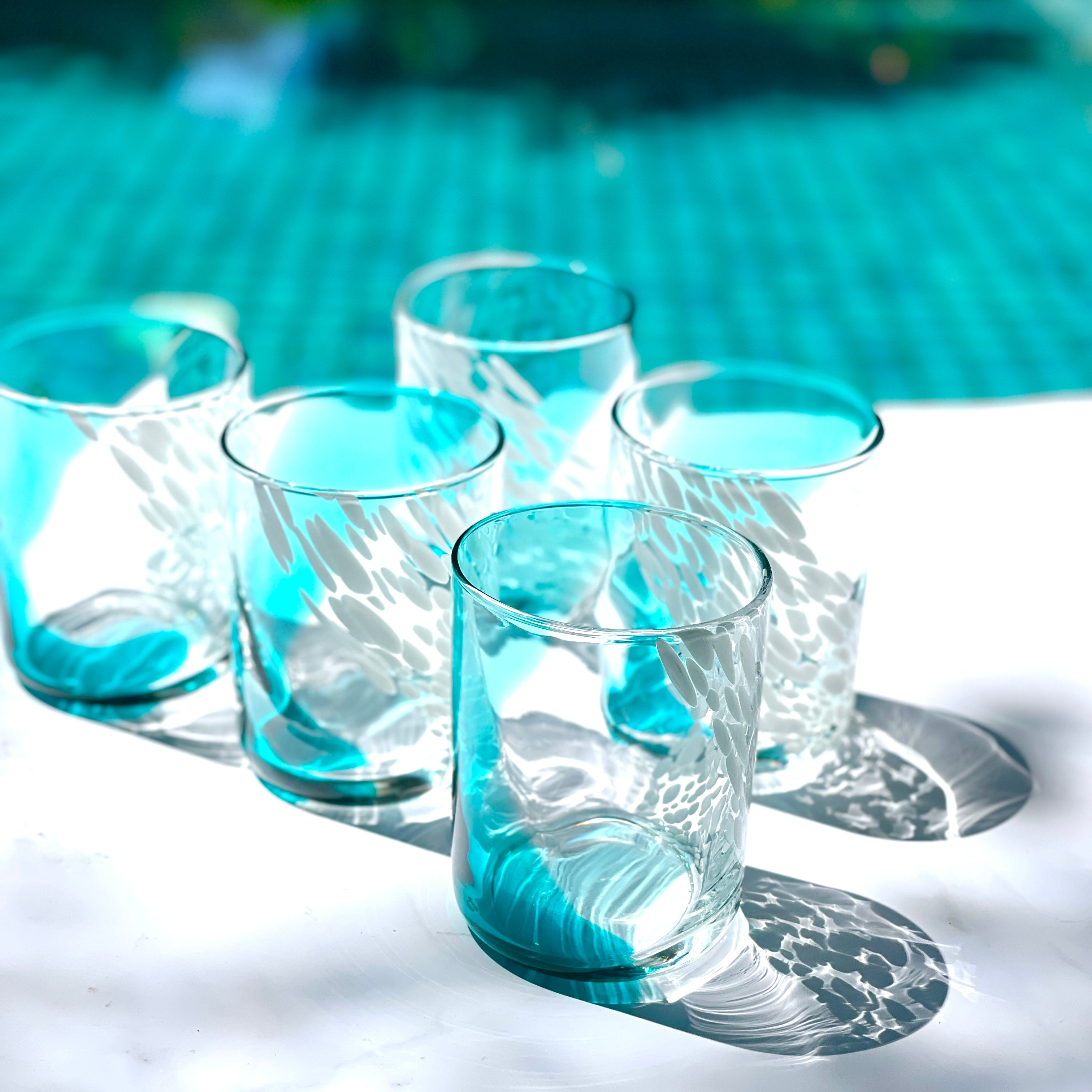 Aqua Spotted Glasses (Set of 6)
