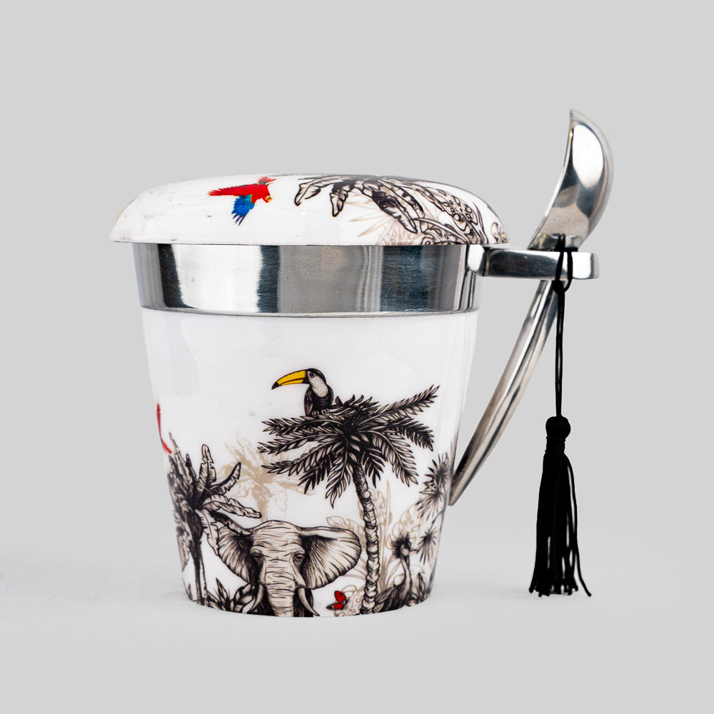 "Vibrant jungle print ice cream pint holders perfect for any ice cream enthusiast."