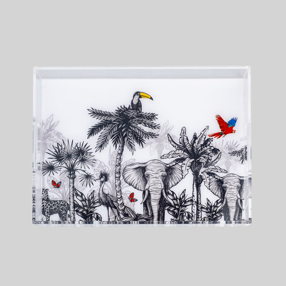 Safari Chic Serving Tray featuring a vibrant jungle print.