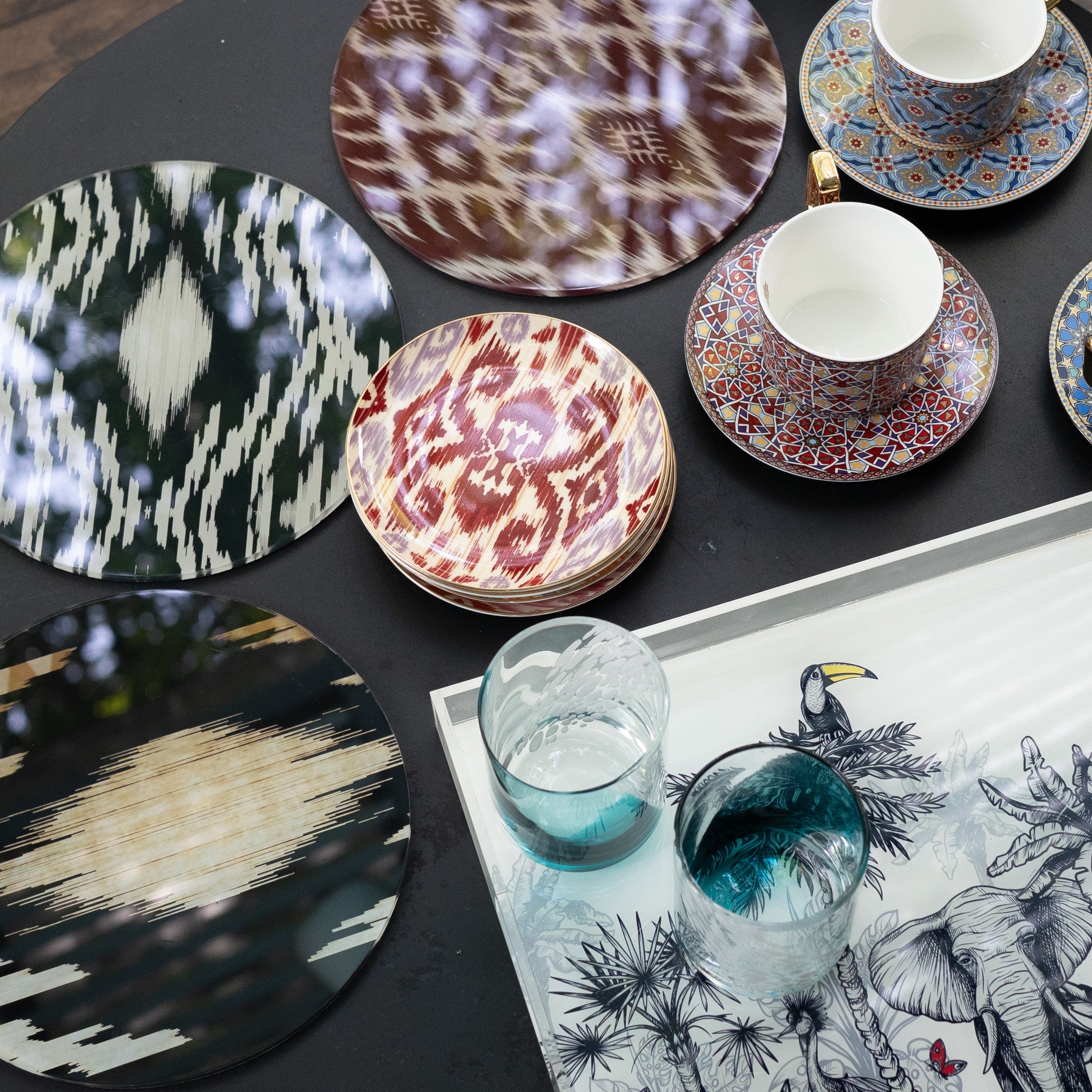 Ikat Print Dessert Plates ( Set of 4)