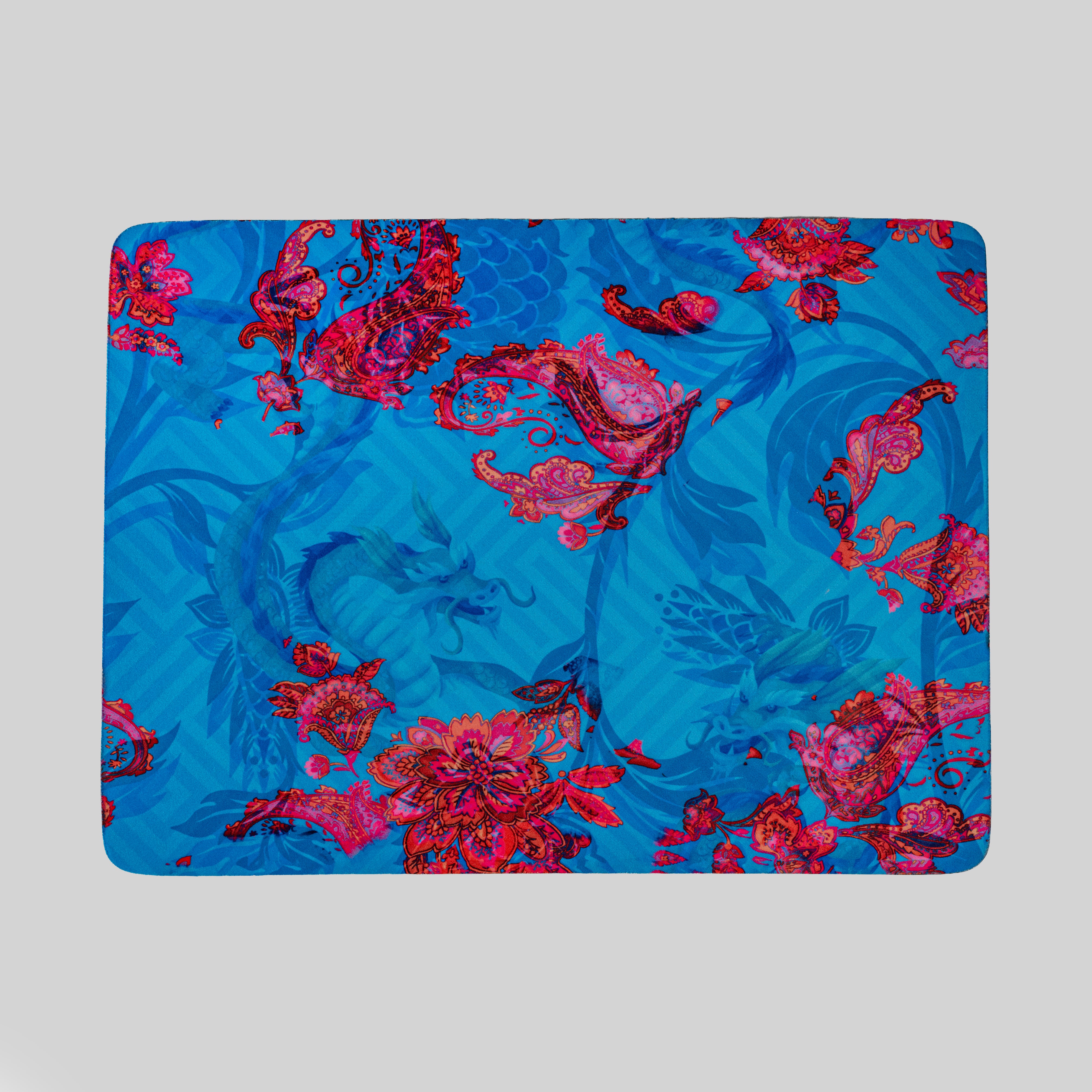 tyetye Dragon digital art table mat with vibrant chinoiserie dragon print, wipe-clean placemat, top view — India