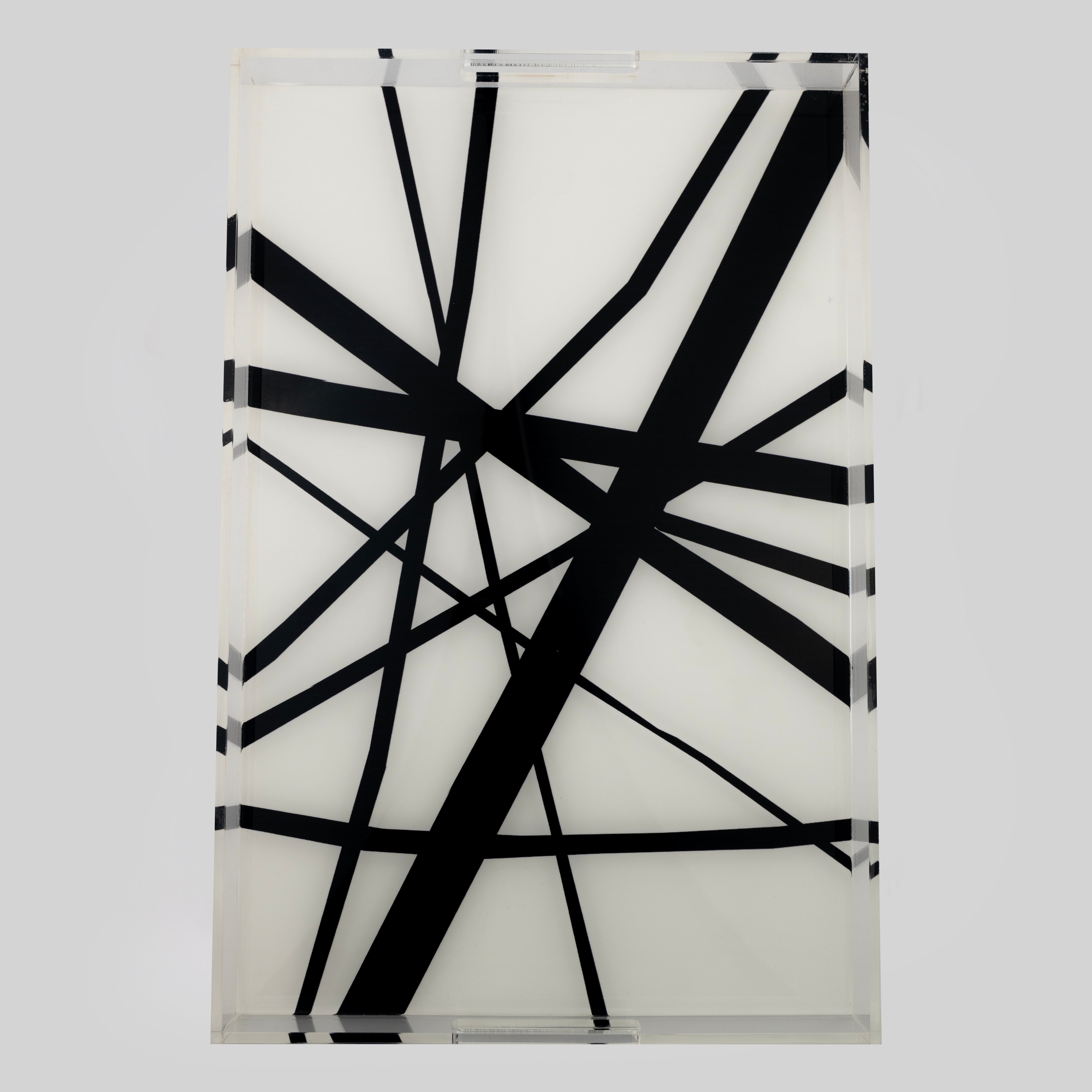 Acrylic Black and White Minimalistic Tray (L)