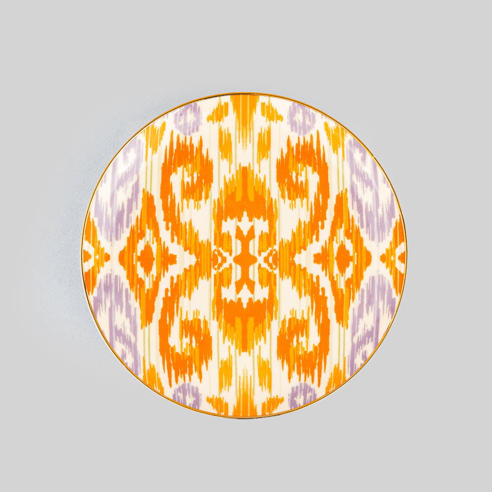 sunset gold ikat dessert plates 