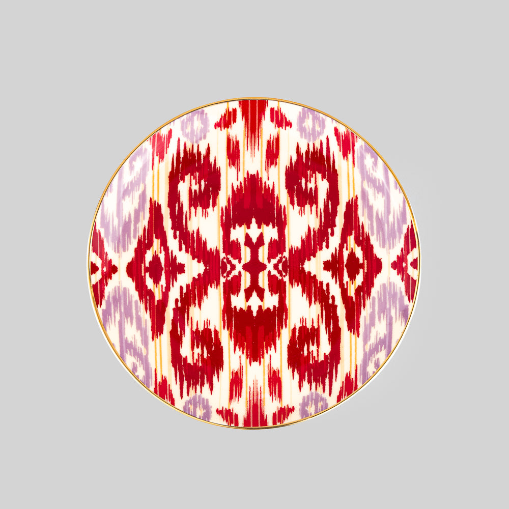 crimson ikat plate