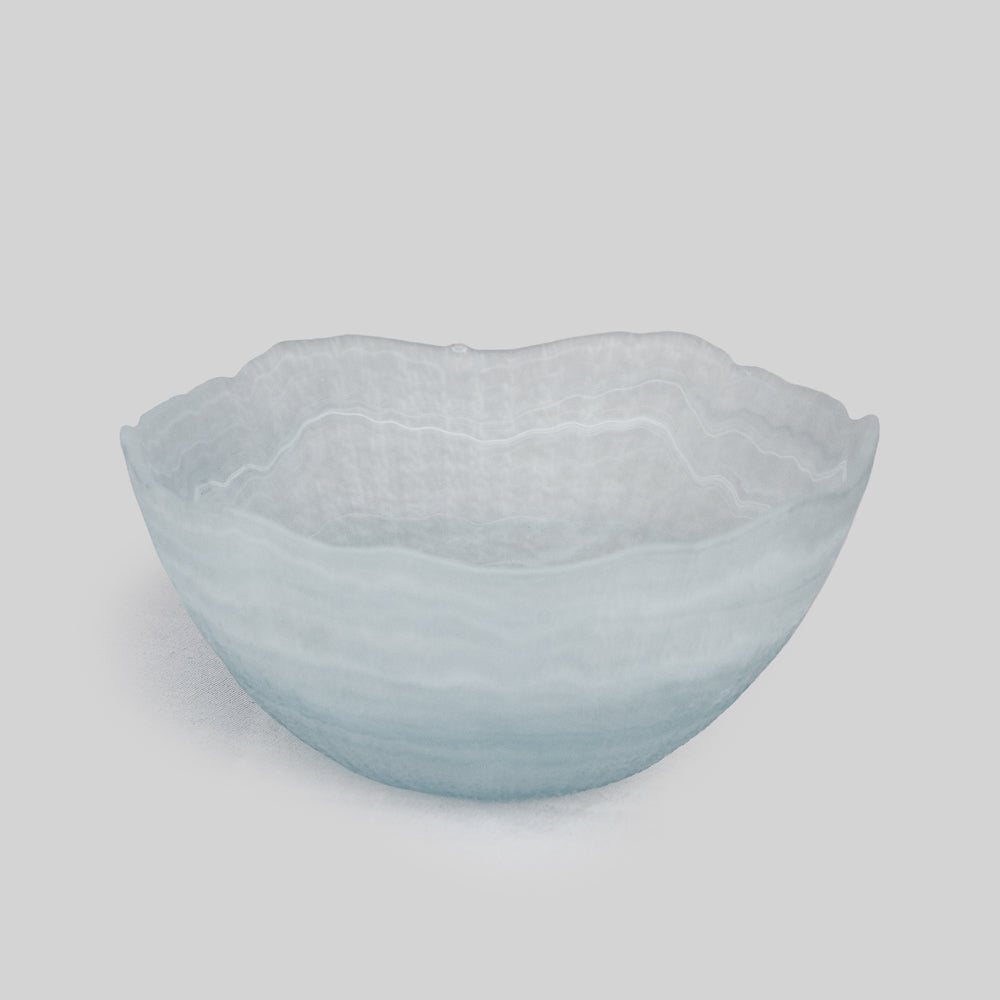 Sculptural White Glass Serving Bowl