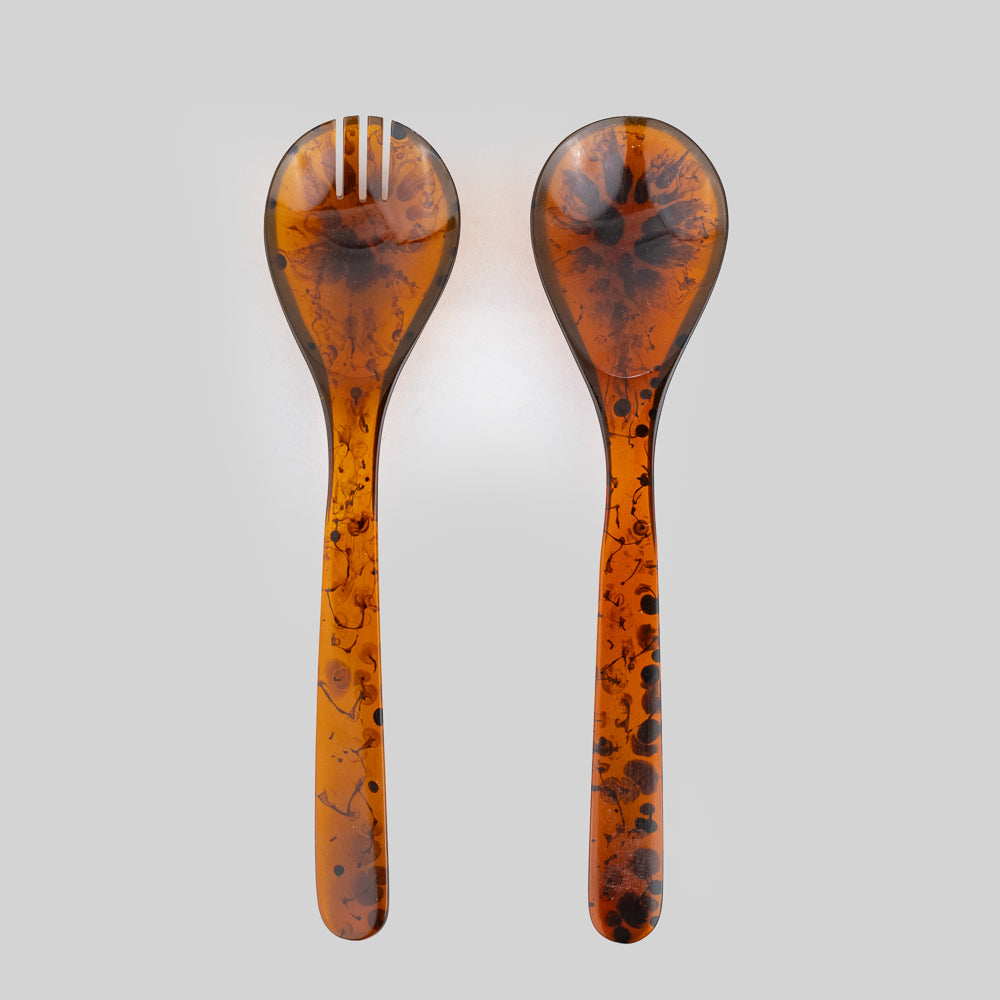 Tortoise Shell Resin Salad Server Set.