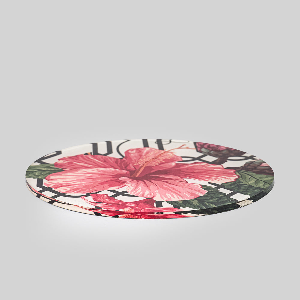Acrylic Pink Fleur Print Trivet