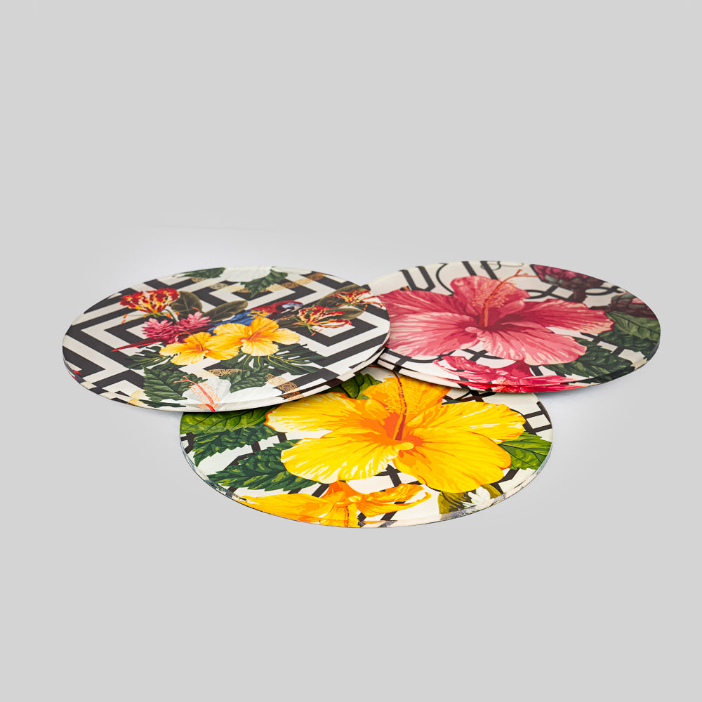 Acrylic  Yellow Fleur Print Trivet