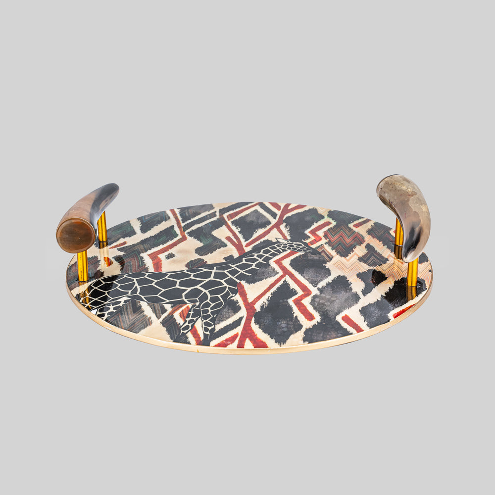 Serengati Serving Tray with Horn Handles