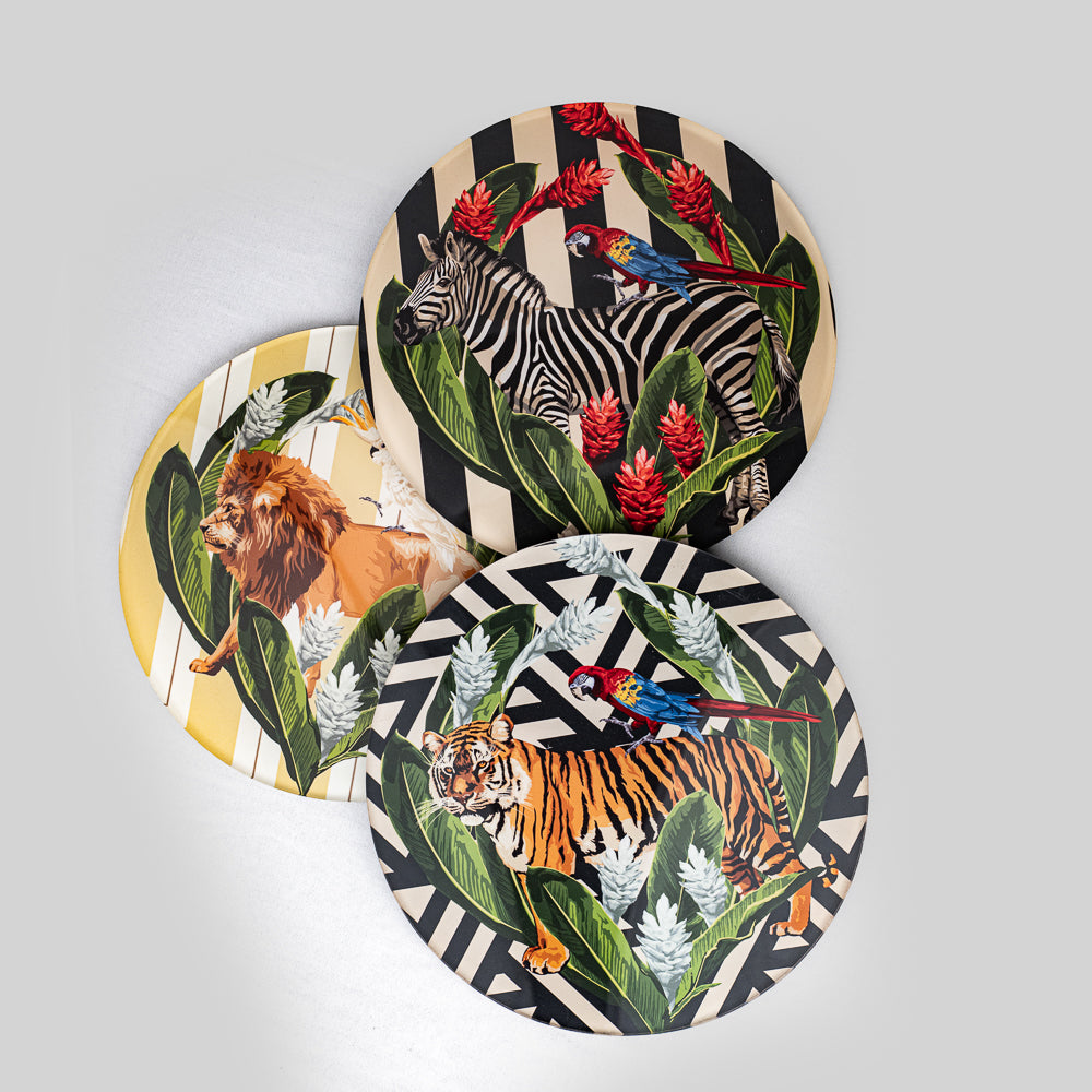 Vibrant design showcasing a blend of lion, tiger, and zebra patterns