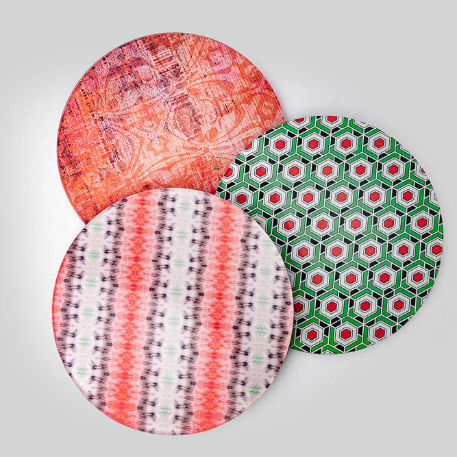 Versatile boho ikat trivet protecting a countertop from a hot dish."