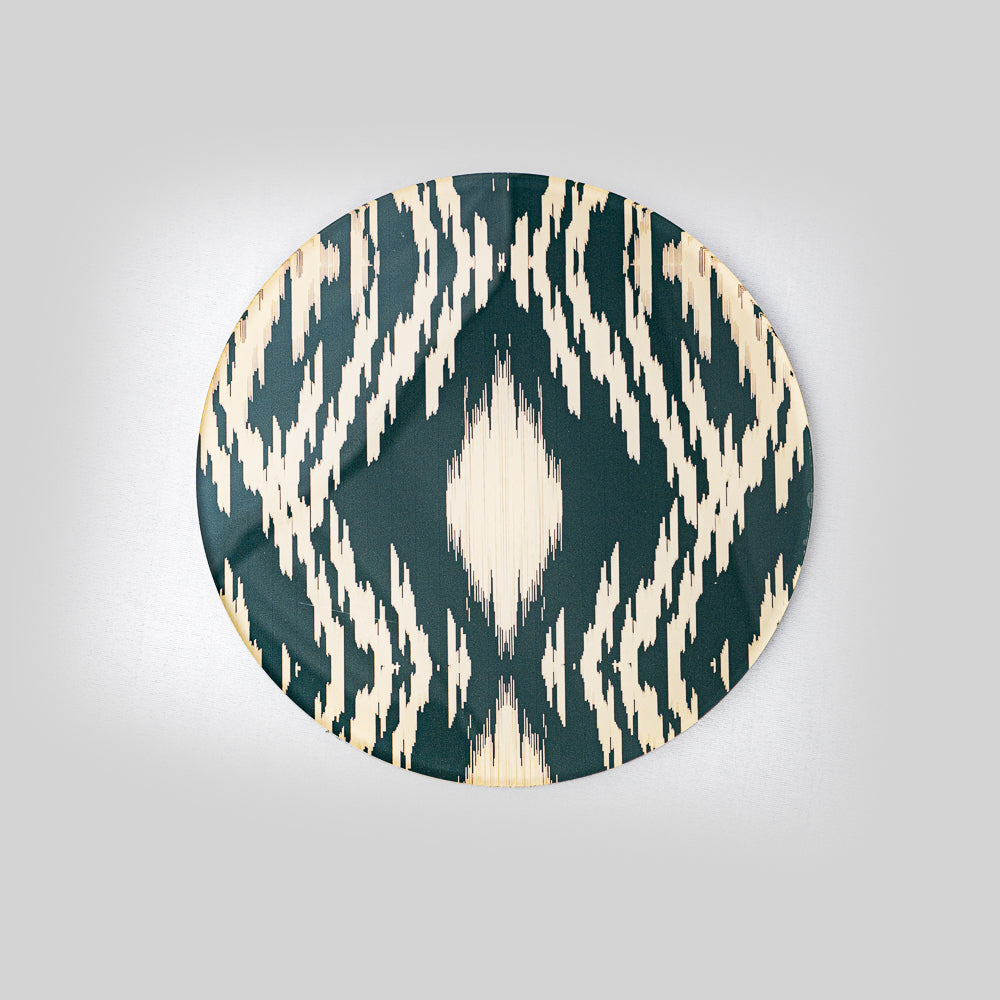 Acrylic black weave print trivet with modern geometric pattern for dining table protection