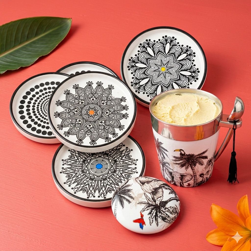 Mandala Print Dessert Plates (Set of 4)