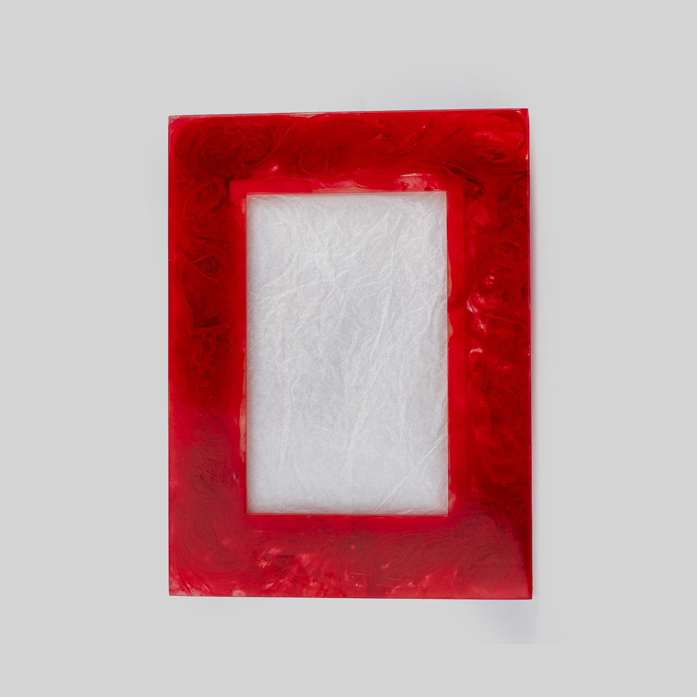 Stylish red acrylic photo frame for desks or shelves