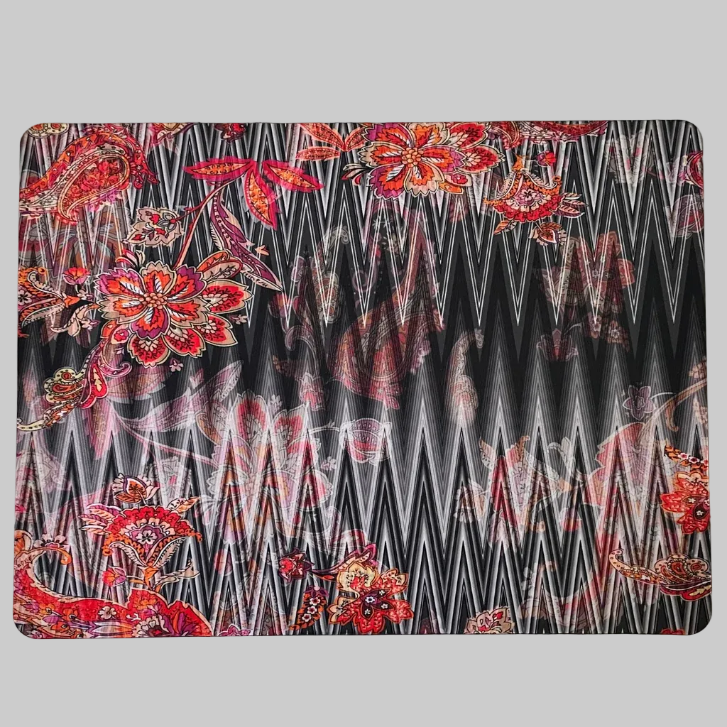 "Stylish dining scene featuring paisley print tablemats, perfect for any occasion."