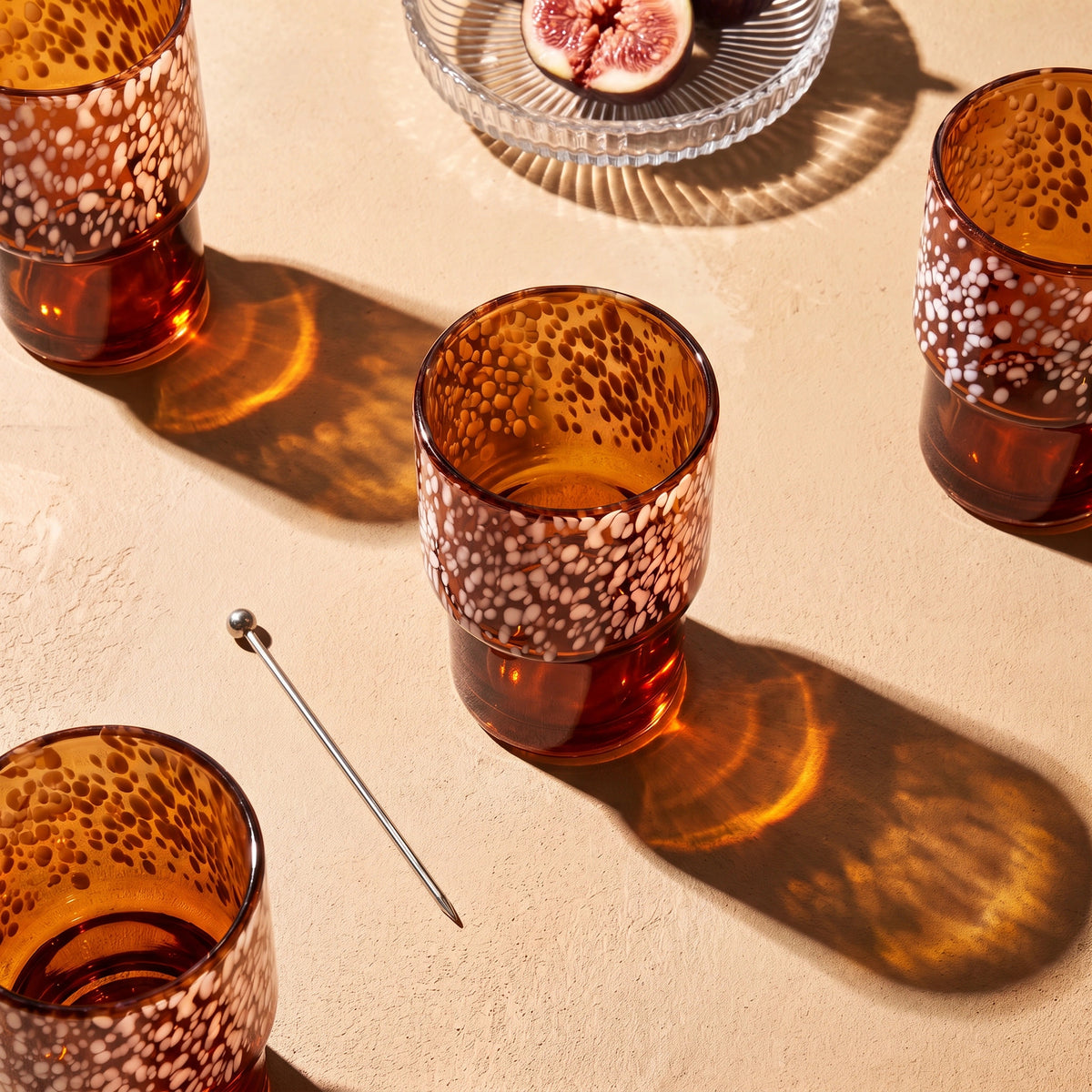 Speckled on the Rocks Glasses Burgundy