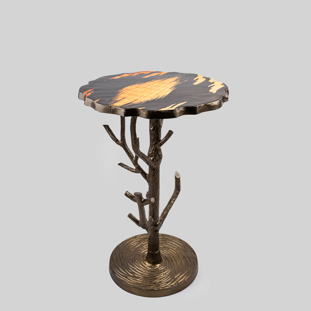 Designer decorative table with woven-inspired design