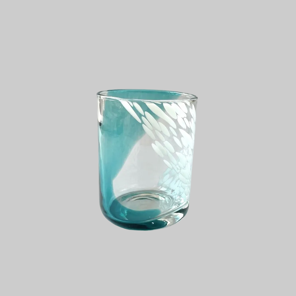 tyetye aqua spotted glasses hand-blown texture front view India