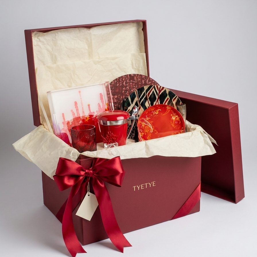 tyetye ultimate trunk open red gift box curated contents India