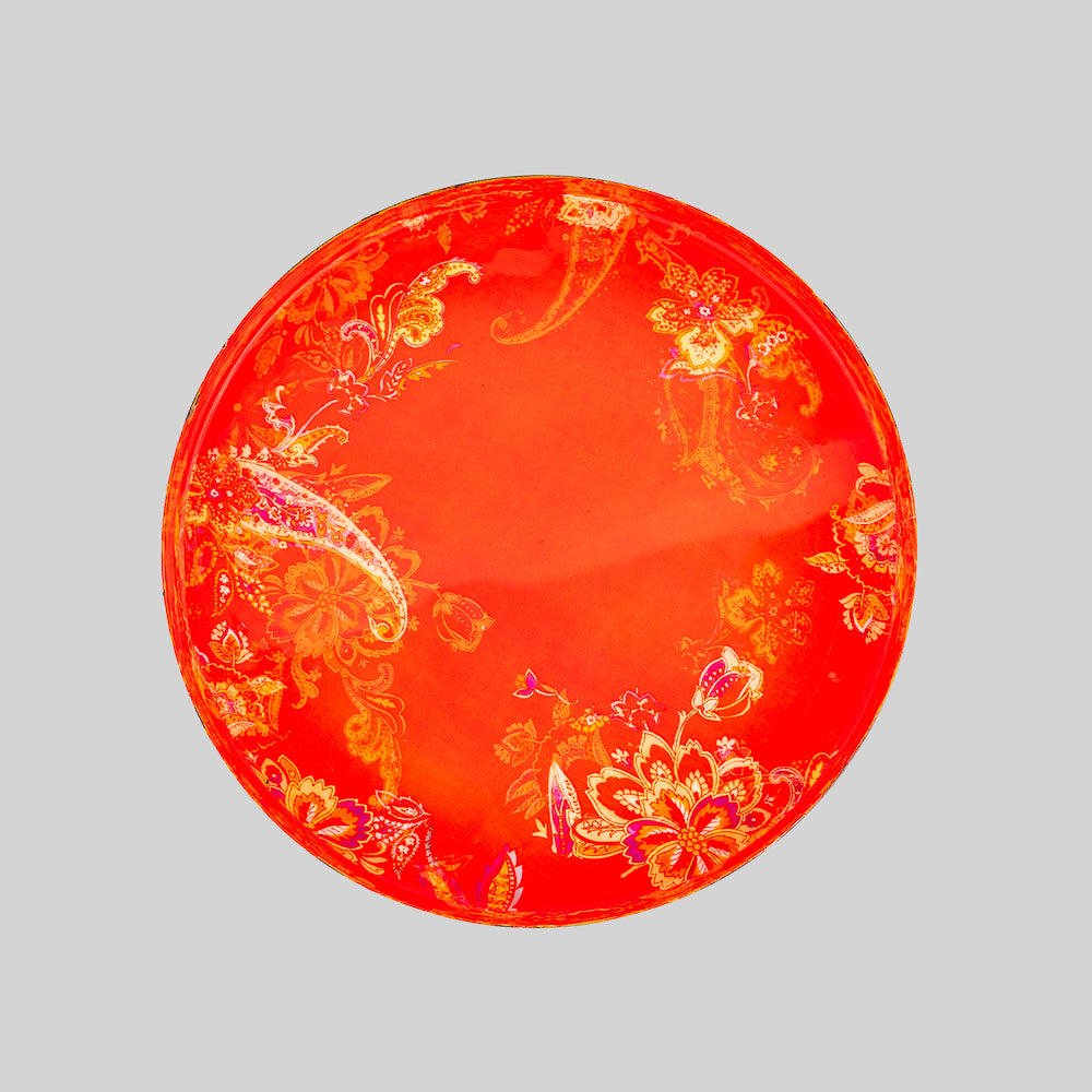 Round paisley design serving tray 