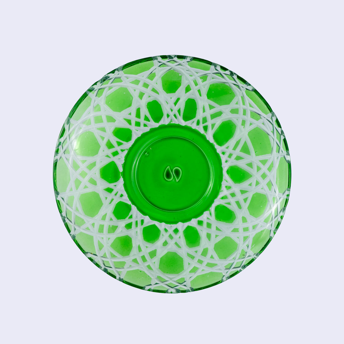 Handcut Green Saucer &  Glass Cup