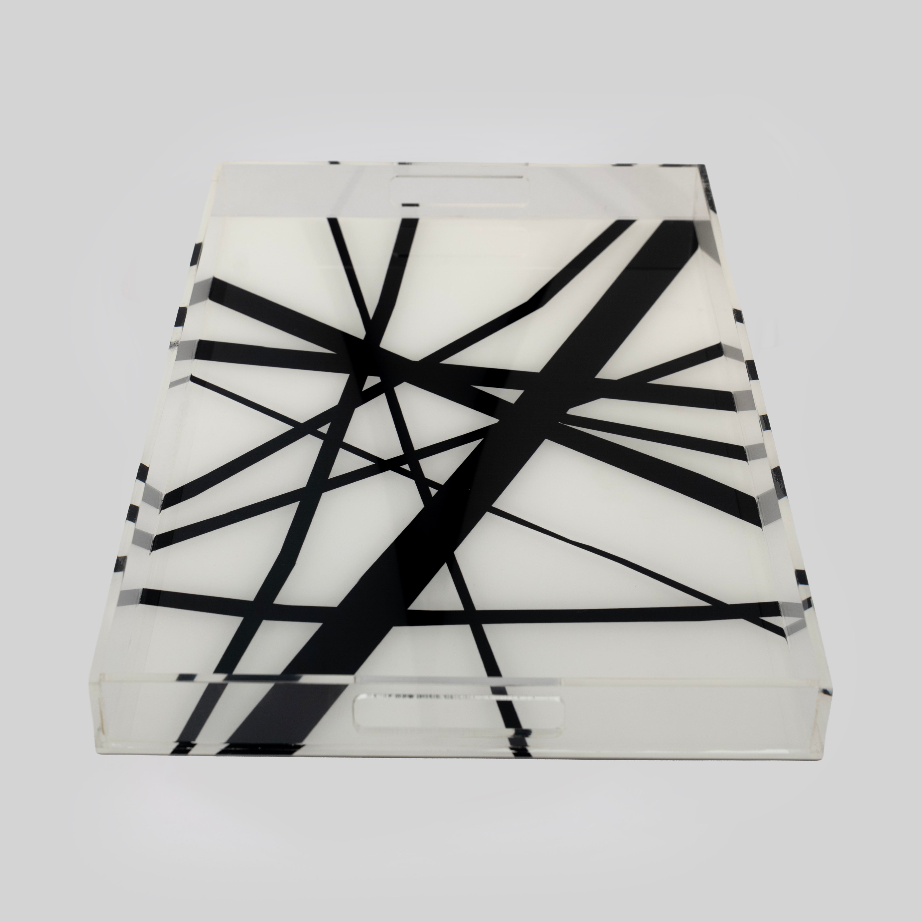Acrylic Black and White Minimalistic Tray (L)